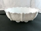 FENTON Vintage Daisy & Button Milk Glass oval bowl 6" X 8"