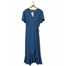 NWT PrettyGarden Wrap Maxi Dress Ruffle Flowy Size XL Blue Casual Cottagecore