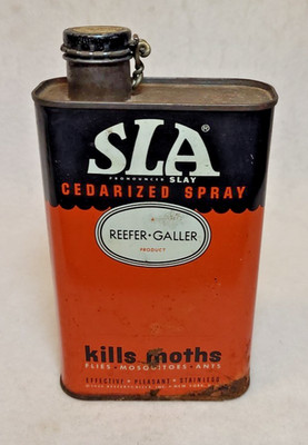 Vintage Sla Cedarized Spray Moth Fly Killer Tin Can - 1 Pint Reefer-Galler Empty