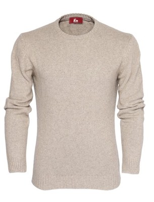 NWT EZZELINO SWEATER pure cashmere 4-ply crewneck beige luxury Italy M