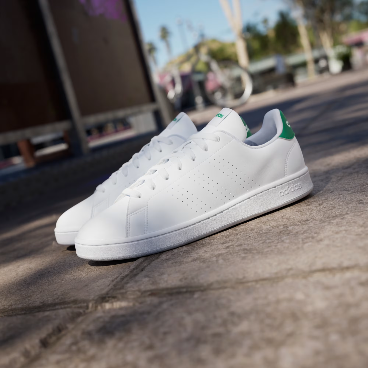 adidas Men\'s Advantage GZ5300 Cloud White Green Tennis Shoes Size 12 New adidas Advantage Shoes - White | Free Shipping with adiClub main image 3