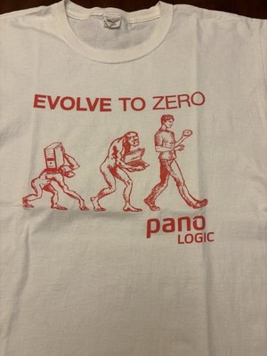 Vintage T-shirt ? EVOLVE TO ZERO  Pano Logic Sz M Monkey, Computer, Laptop, Man