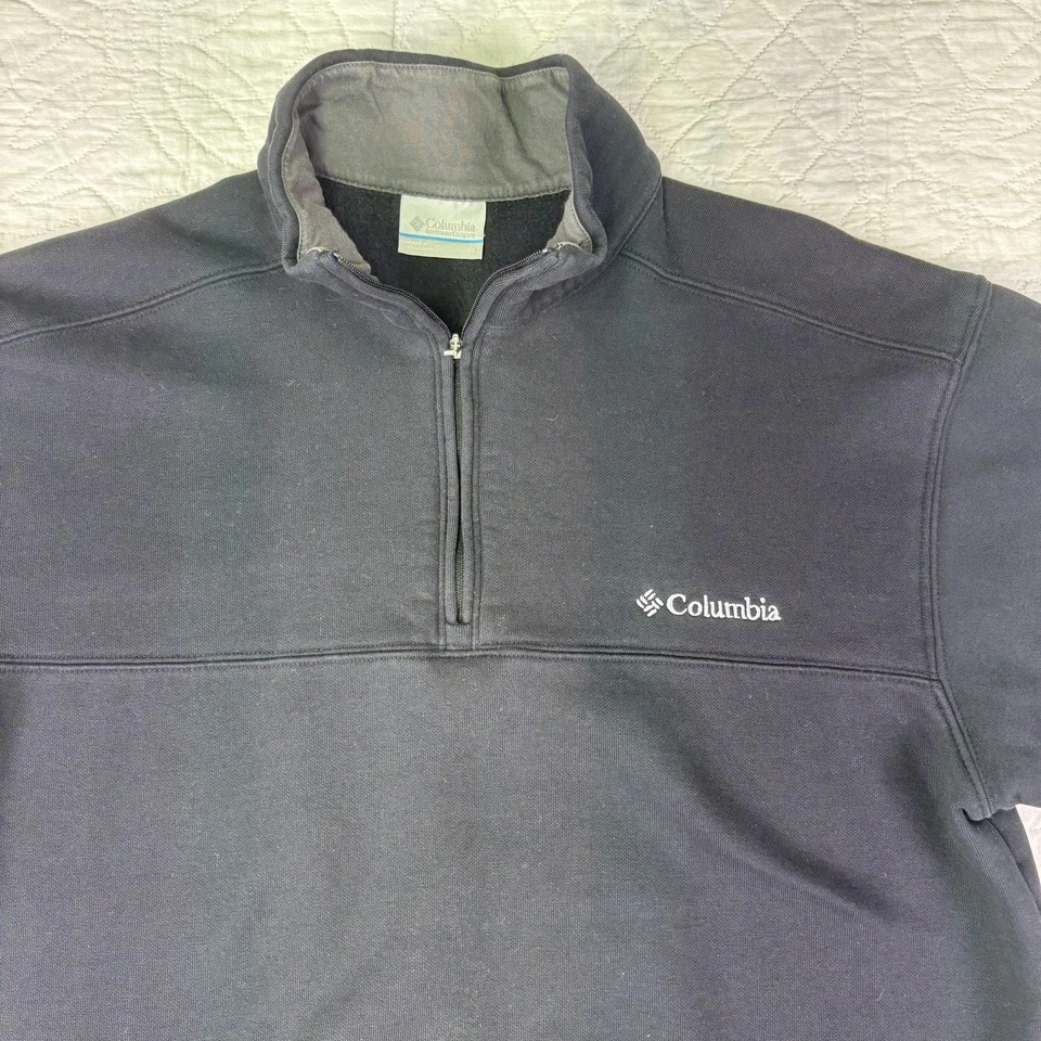 Suéter Columbia Masculino Médio Preto Quarto Zíper Pulôver Lã Quente Ao Ar Livre - Imagem 2 de 4