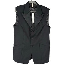 Sunflower Tuxedo Vest Mens Peak Lapel Wool Blend Sleeveless Formal Black Sz 50