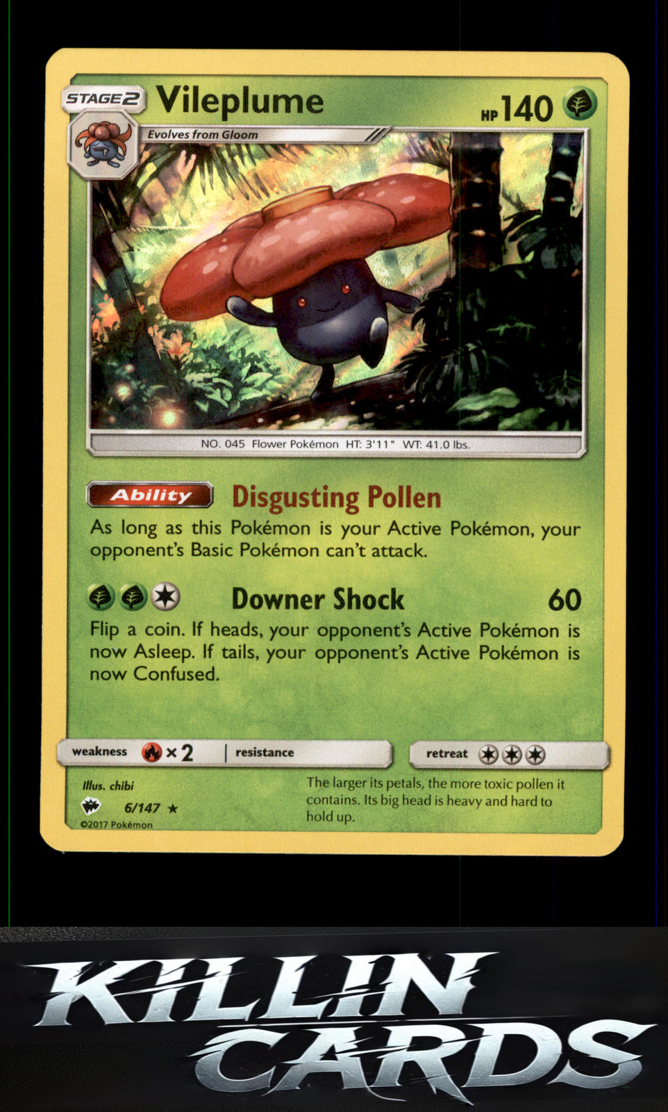 Vileplume 6/147 Pokemon Holo Rare SM - Burning Shadows Card NM
