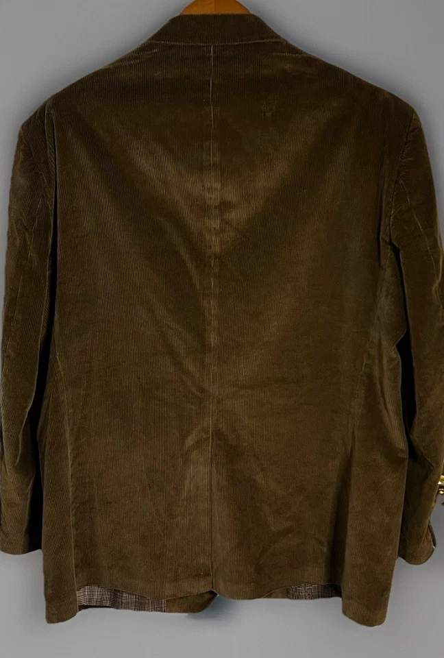 Blazer de algodón de dos botones Saddlebred 48R marrón pana abrigo deportivo chaqueta Foto 2 de 4