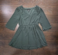 Forever 21 Womens Dark Green Half Sleeve V Neck Mini Dress XL