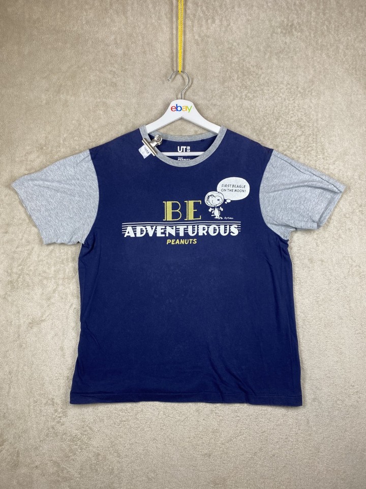 PEANUTS UNIQLO T-Shirt Tee Top Size XL Womens Blue Short Sleeve Anime Vintage