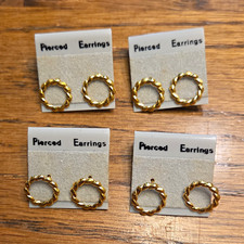 Gold Tone Twisted Rope Round Hoop Pierced Ear...