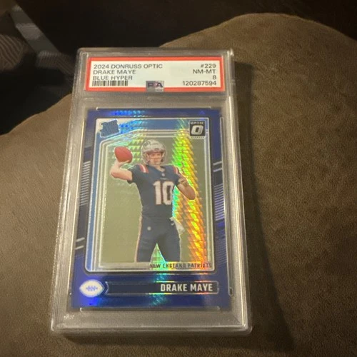 Psa 8 2024  Panini Donruss Optic - Rated Rookie Drake Maye #229 Blue Hyper