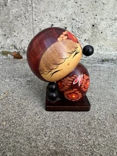 Kokeshi Doll Wood Hand Painted Chie Tamura Style Japan Collectible Decor
