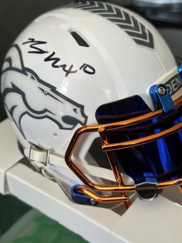 Bo Nix Signed Denver Broncos Speed Mini Helmet White Hemlet with COA