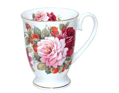 Royal Arden 37096 Bone China Becher Mikrowellengeeignet Rosenmuster Rose