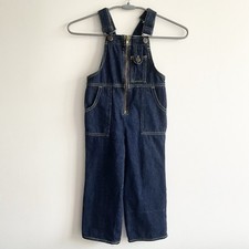 Vintage 80s Toddler Workbench Heavyweight Denim Overalls Dark Wash Front Zip 4T