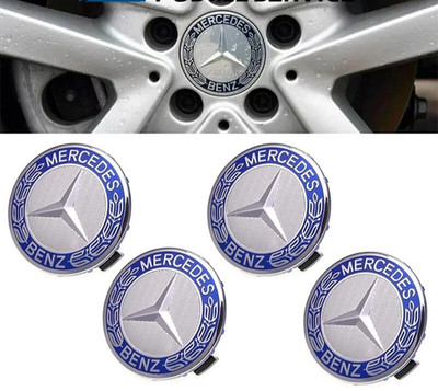 Set of 4 75MM Wheel Center Rim Caps Hubcaps fits Mercedes-Benz AMG Blue