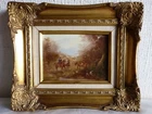 Painting Of Hunters Hunting With Hounds Horses Horseman Horse