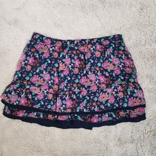 Abercrombie Fitch Women's Navy Blue Floral Mini Skirt Size XS Chiffon