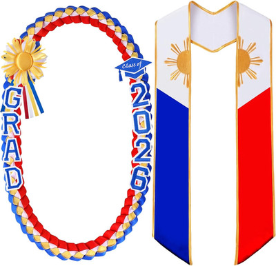 2026 Graduation Lei Set, Philippines Mexican Embroidered Country Flag Graduation