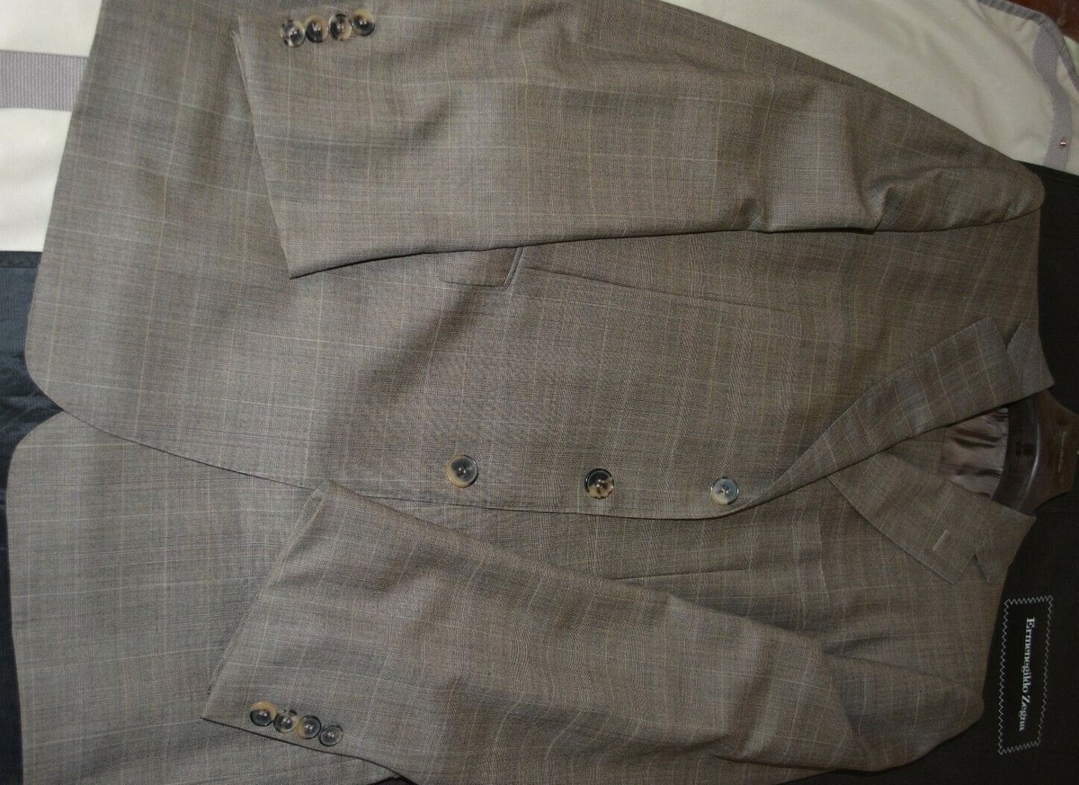 $4195 MINT Ermenegildo Zegna 15milmil15 Tan Plaid Wool Suit 44L