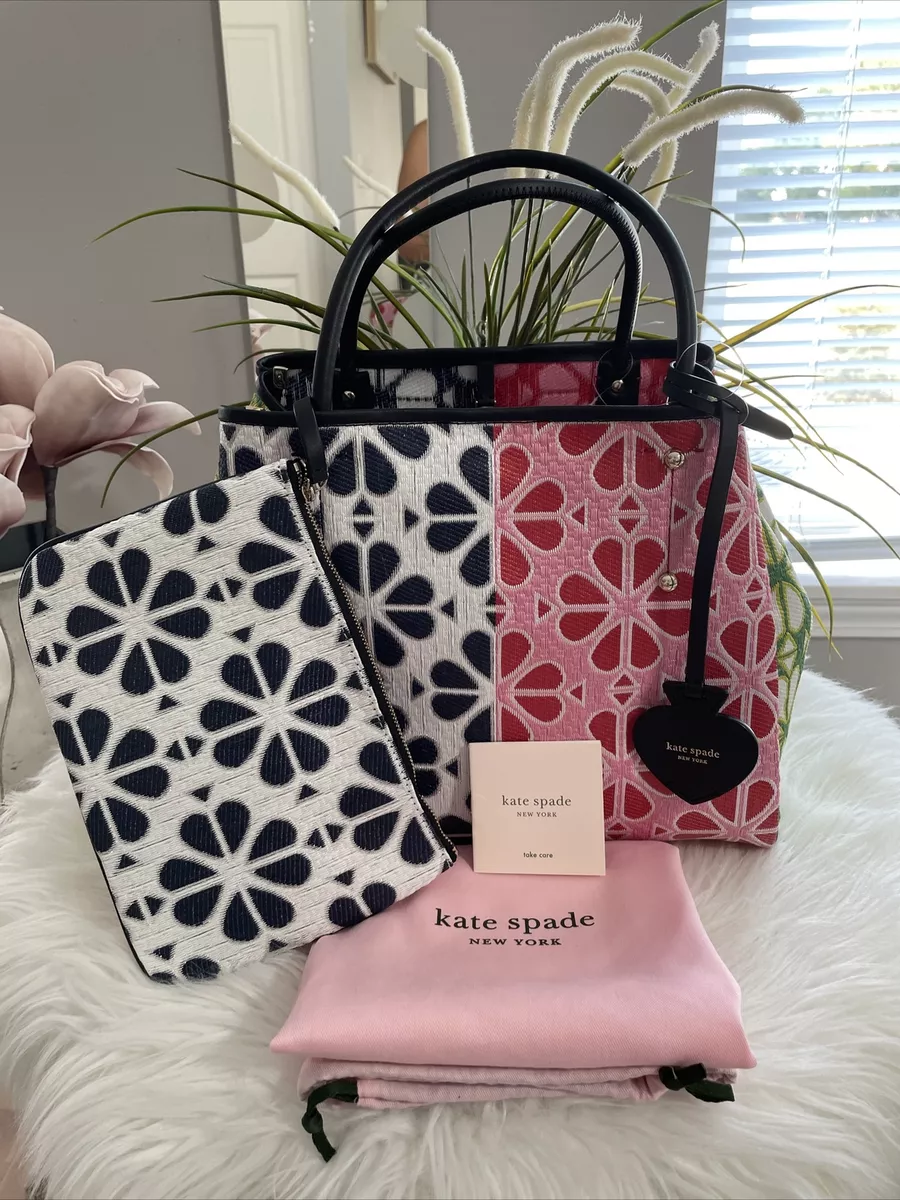 New Kate Spade Spade Flower Raffia Everything Medium Tote Great