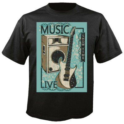 T-Shirt SHOW TIME E GITARRE VERSTÄRKER LAUTSPRECHER TECHNO JAZZ FUNKY SOUL