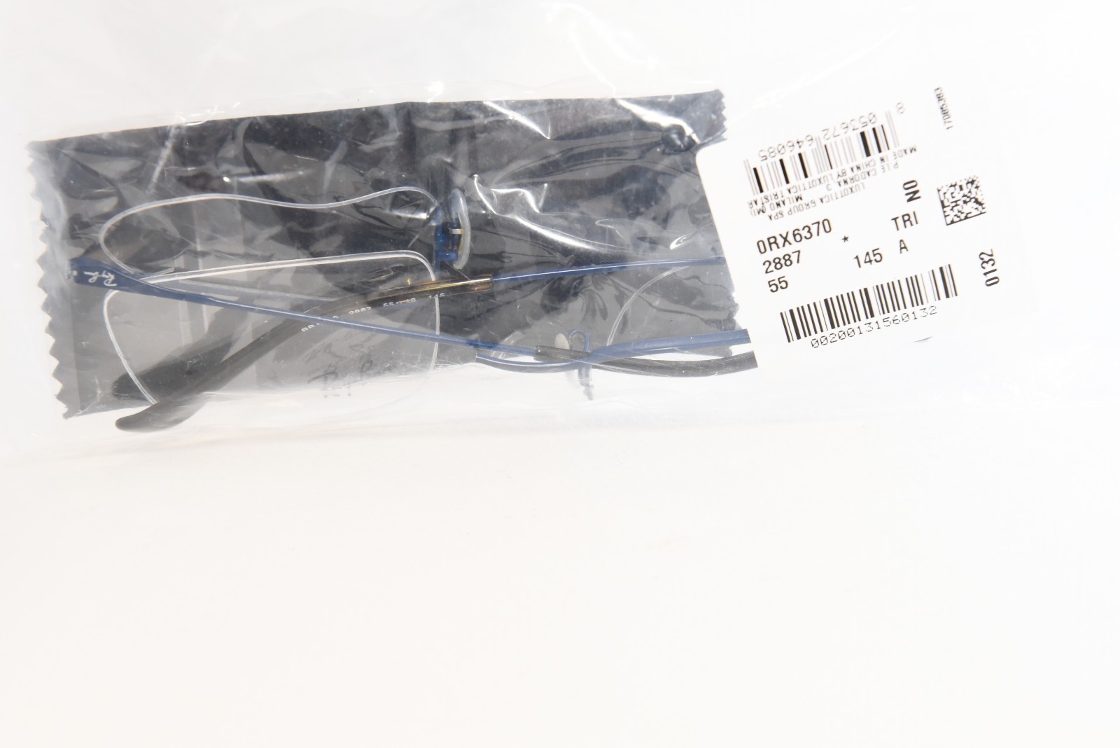 RAY BAN RB6370 2887 HALF RIMLESS METAL EYEGLASS FRAMES BLUE 55 18 145 BROKEN EBay