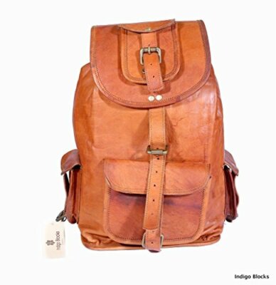 Dashing Echt Ziegenleder Rucksack Backpack Gepäck Wandern Camping Reisetasche