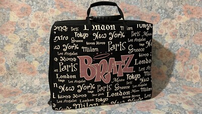 2003 Bratz Doll World Tour Top Handle Glitter Logo Y2K Carrying Case Travel Bag