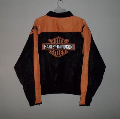 2011 Harley Davidson Motorcycles Orange Black Zip Up Riding Jacket 97068-00V