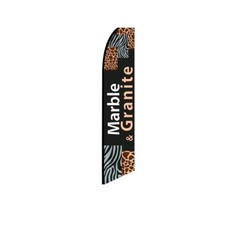 Marble  Granite Black Swooper Flutter Feather Flag  3ft W x 11.5ft Tall