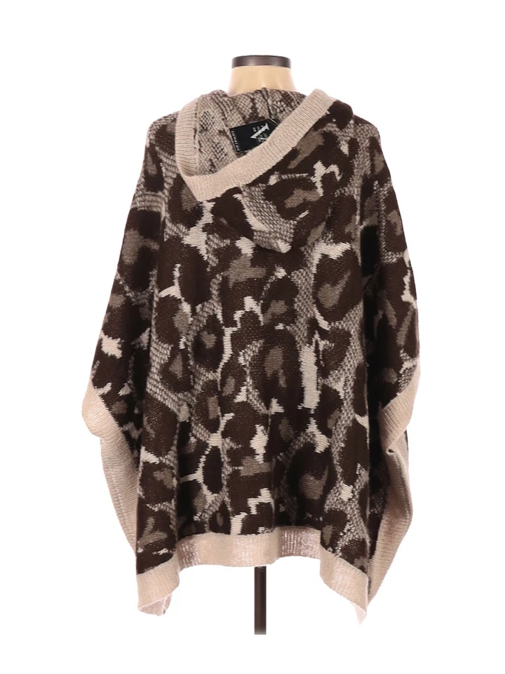 Vertigo womens Poncho Style Oversized Knitted hoodie sweater brown tan size S/M - Image 2 of 2