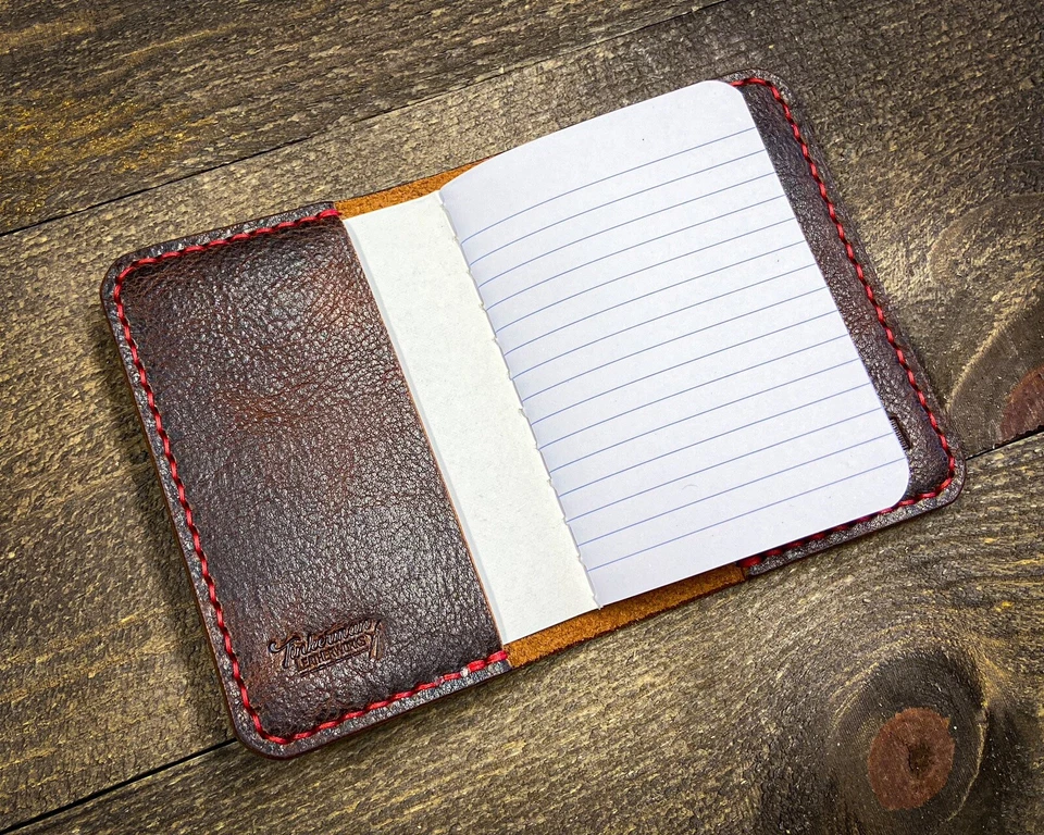Pocket Notebook Leather Refillable Mini Composition Book Cover Notepad Handmade - Image 2 of 4