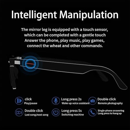 Smart Glasses,Remote Camera & Bluetooth Sunglasses Open Ear Speaker Headphone - Picture 11 of 21