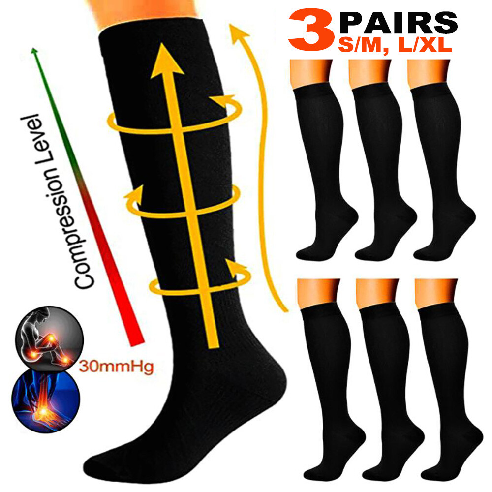 Compression Socks Stockings 20-30 mmHg Knee High Support W/ 3Pairs for Men Women-image