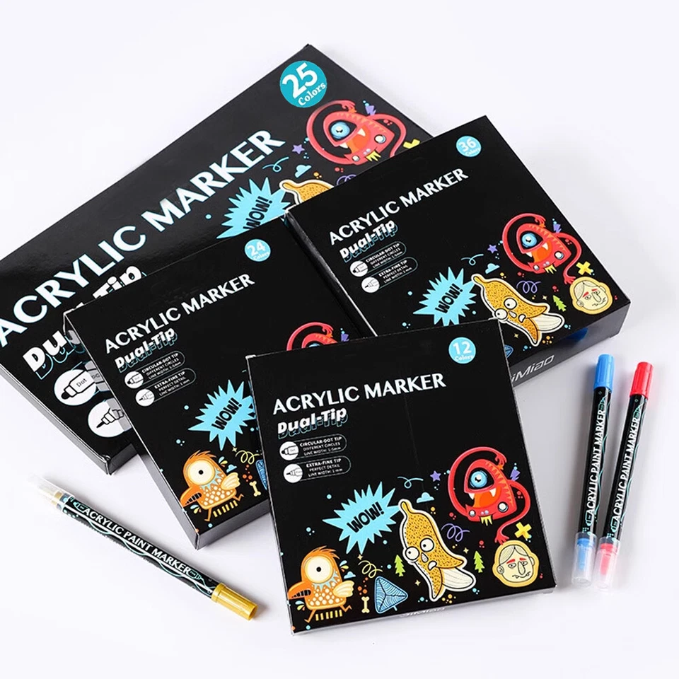 25 Farben Acrylstifte Marker Set Acrylic Stein Glas Keramik 1-5 mm handwerk Kuns - Bild 2 von 4