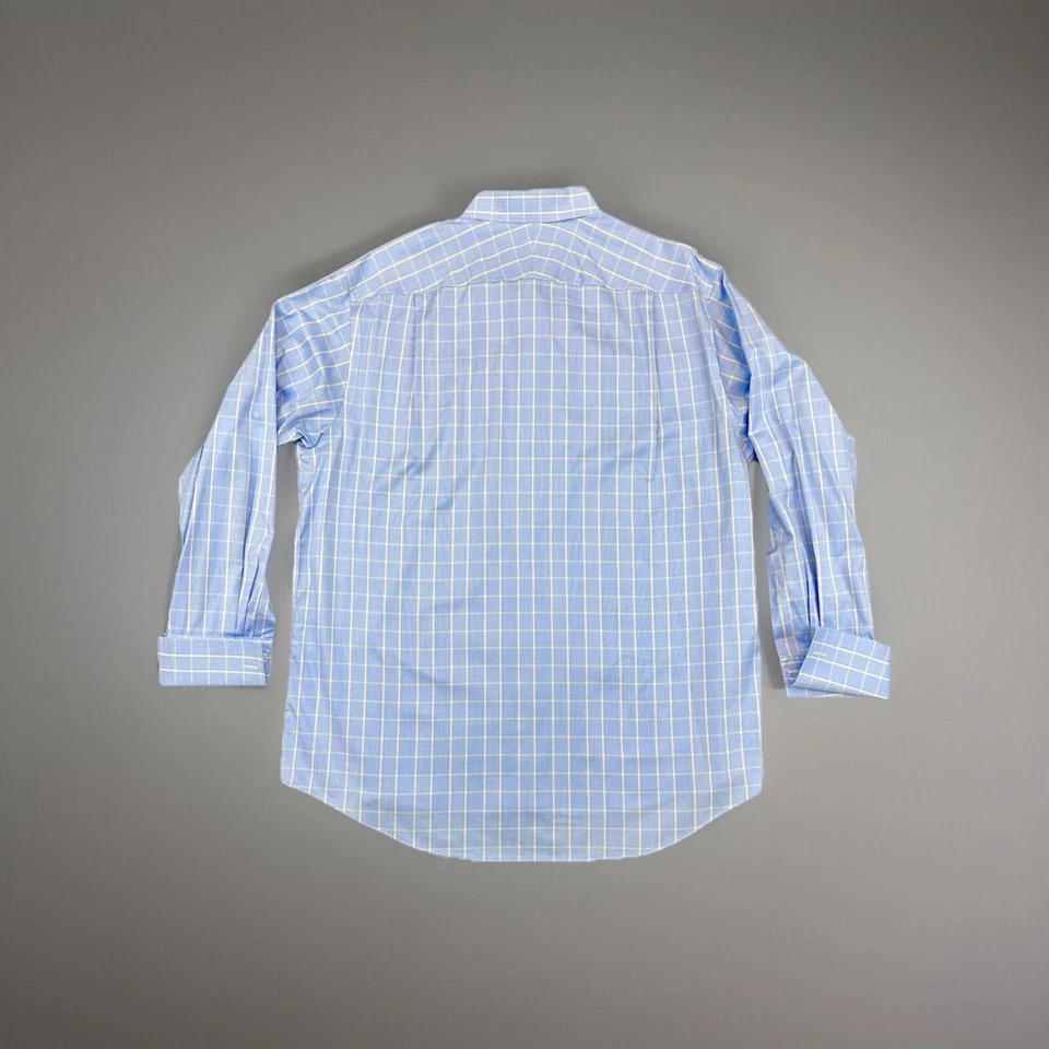 Camisa de vestir Charles Tyrwhitt para hombre 17,5 34 azul a cuadros algodón puño francés sin planchar Foto 2 de 4