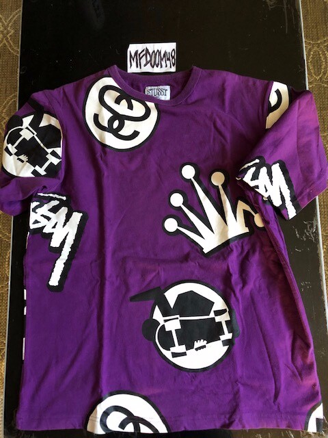 Vintage 90s Stussy Rare Purple All over Logo Print Vintage 90s Stussy Rare Purple All over Logo Print
