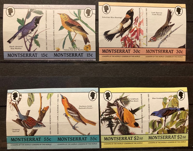 Montserrat,birds S.C.#580-3, Imperf. MNH, complete set of 4 as issued in 1985
