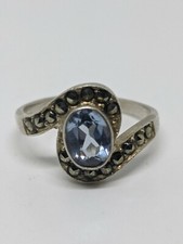 Vintage Sterling Silver 925 Blue Topaz Ring Size 6