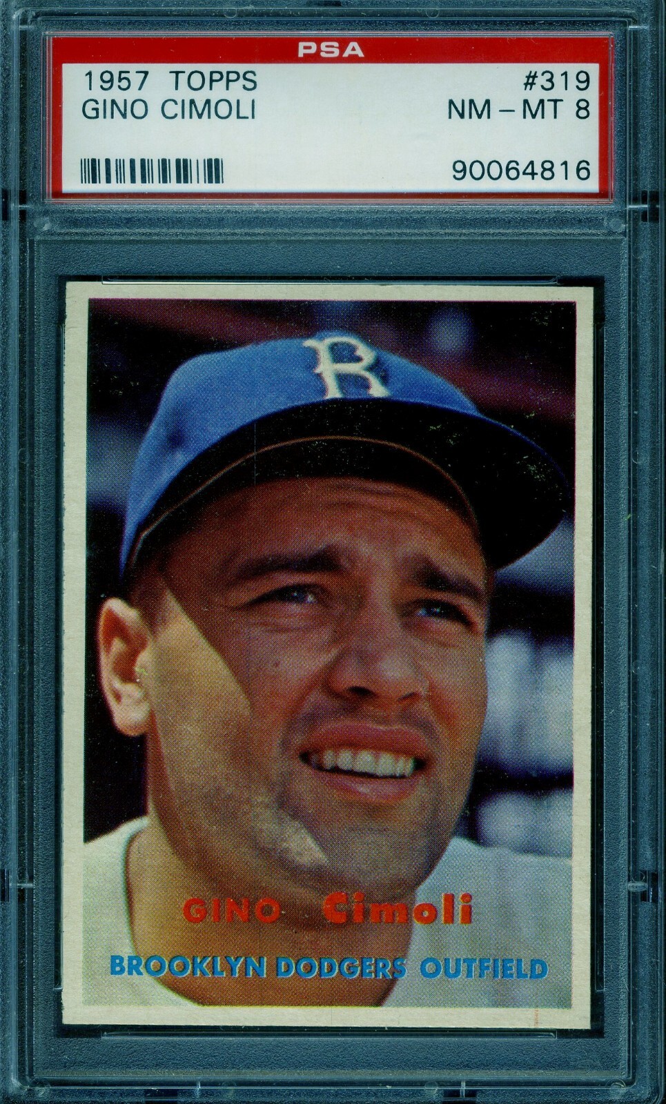 1957 Topps #319 Gino Cimoli PSA 8 NM-MT *Brooklyn Dodgers*