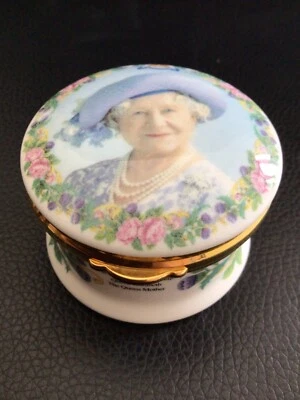 Queen Elizabeth The Queen Mother 100th Birthday Fine Bone China Trinket Box - Image 1 of 4