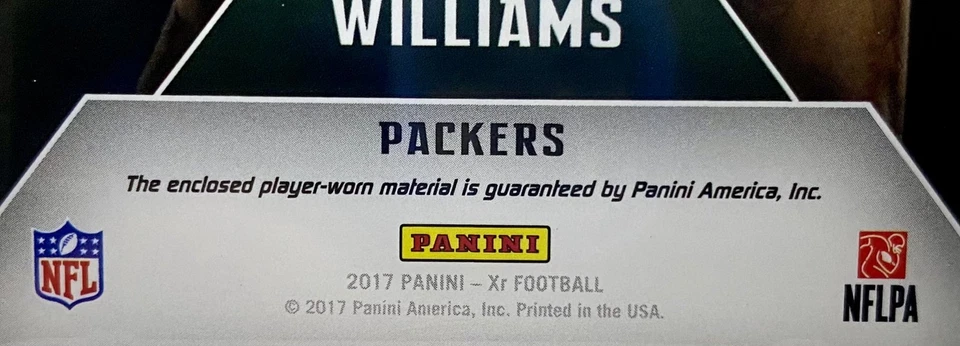 Jamaal Williams 2/5 ROOKIE WORN Relics 2017 Panini XR GREEN VARIATION Free Ship - Image 4 of 4