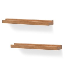 Vinyl Record Shelf Wall Mount,Record Album Display Holder,2 Pack Wood Color
