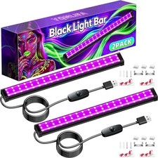 2 Pack 10W USB Black Light Bar 1FT LED UV Strip for Halloween Party Bedroom