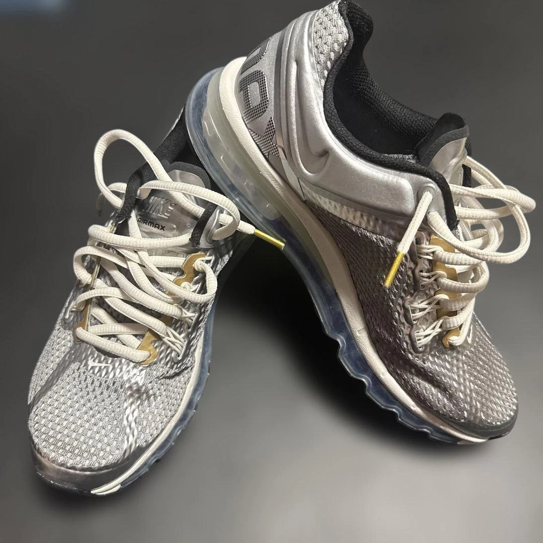 Nike Air Max 2013 Silver Mesh Sneakers Uomo US 7.5 Usate