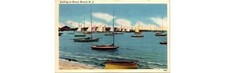 1952 Brant Beach NJ Sailboats Linen Era Postcard Ocean County Nautical