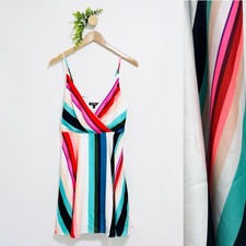 Express Y2K Colorful Rainbow Babydoll Mini Summer Dress Size Small