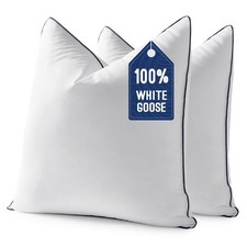 MIULEE Goose Feather Down 24x24 Pillow Insert Set of 2 with Inch, White