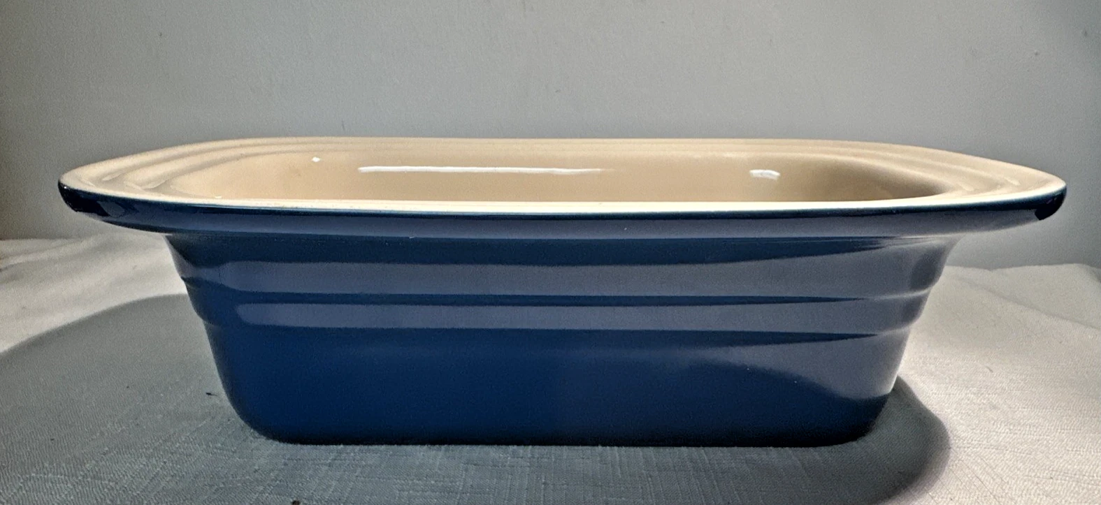 Le Creuset Bread Loaf Meatloaf Pan Stoneware Blue Baking Dish Rectangular EUC