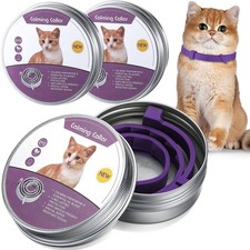 Qualirey 3 Pcs Cat Adjustable Calming Collar, Reduce 15 inches, Purple